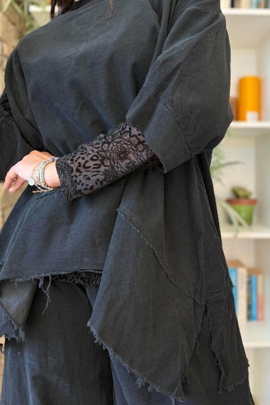 Lock Needlecord Panel Dip Side Top Black